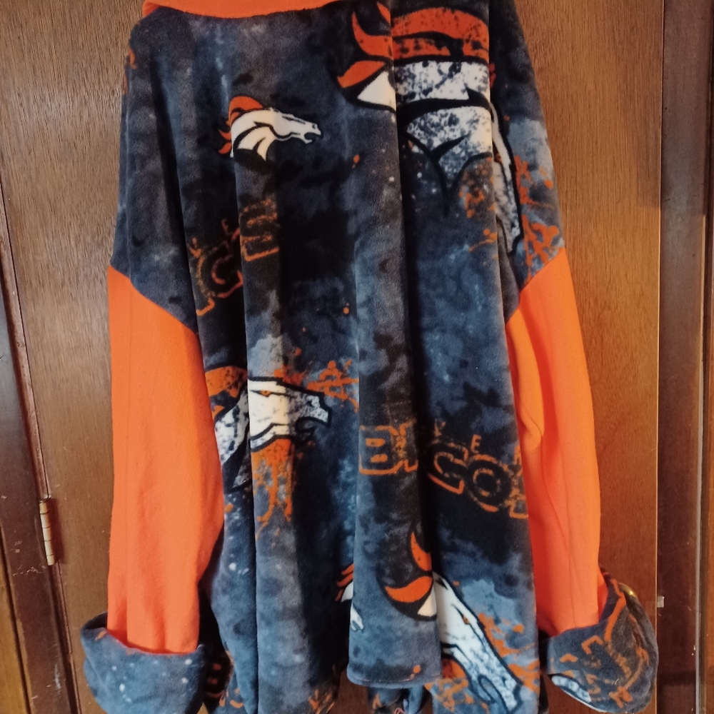 Orange and Blue Patterned Denver Bronco Fleece Jacket - Picture 3 of 3
